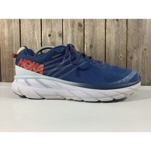 HOKA One One Clifton 6 Running Shoes Blue Red Gray Mens US Size 11.5